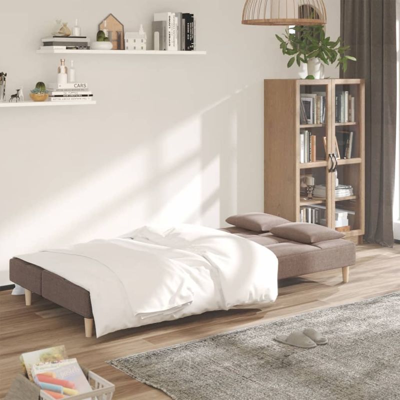Casa si Gradina - Mobilier - Canapele si coltare - Canapele - Canapea extensibila cu 2 locuri, 2 perne, gri taupe, textil - Infinity.ro