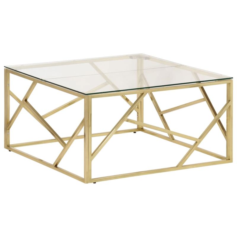 Casa si Gradina - Mobilier - Mese si birouri - Masute de cafea - Masuta de cafea, otel inoxidabil auriu si sticla securizata - Infinity.ro