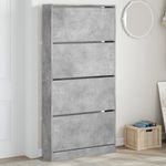 Casa si Gradina - Mobilier - Organizare si depozitare - Organizator incaltaminte - Dulap de pantofi 4 sertare rabatabile, gri beton, 80x21x163,5cm - Infinity.ro