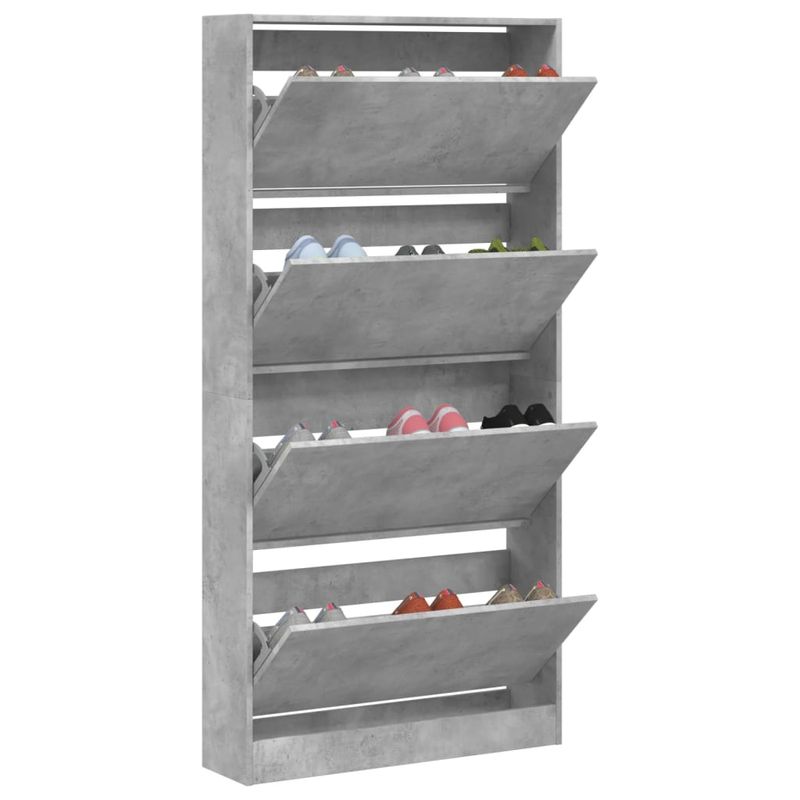 Casa si Gradina - Mobilier - Organizare si depozitare - Organizator incaltaminte - Dulap de pantofi 4 sertare rabatabile, gri beton, 80x21x163,5cm - Infinity.ro