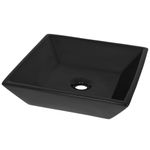 Casa si Gradina - Sanitare - Lavoar baie si accesorii - Lavoare si piedestale - Chiuveta ceramica patrata, Negru, 41,5x41,5x12 cm - Infinity.ro