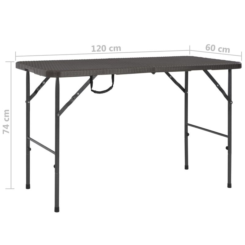 Casa si Gradina - Gradina si terasa - Mobilier exterior - Mese gradina - Masa de gradina pliabila, maro, 120x60x74, HDPE, aspect ratan - Infinity.ro