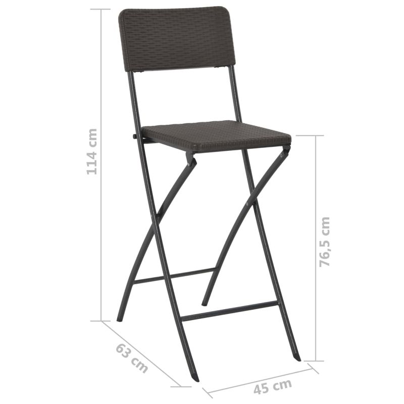 Casa si Gradina - Gradina si terasa - Mobilier exterior - Scaune si sezlonguri gradina - Scaune de bar pliabile, 2 buc. maro, HDPE si otel, aspect ratan - Infinity.ro