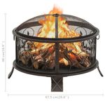 Casa si Gradina - Termice - Sobe, Seminee si accesorii - Seminee - Vatra de foc rustica, cu vatrai, 67,5 cm, otel, XXL - Infinity.ro