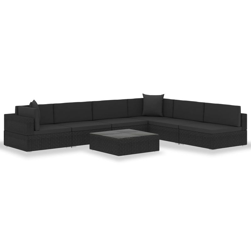 Casa si Gradina - Gradina si terasa - Mobilier exterior - Seturi mobila gradina - Set mobilier de gradina cu perne, 7 piese, negru, poliratan - Infinity.ro