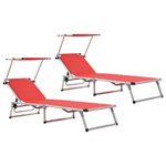 Casa si Gradina - Gradina si terasa - Mobilier exterior - Scaune si sezlonguri gradina - Sezlonguri pliabile cu acoperis 2 buc. rosu, aluminiu&textilena - Infinity.ro
