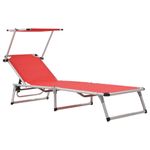 Casa si Gradina - Gradina si terasa - Mobilier exterior - Scaune si sezlonguri gradina - Sezlonguri pliabile cu acoperis 2 buc. rosu, aluminiu&textilena - Infinity.ro