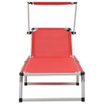Casa si Gradina - Gradina si terasa - Mobilier exterior - Scaune si sezlonguri gradina - Sezlonguri pliabile cu acoperis 2 buc. rosu, aluminiu&textilena - Infinity.ro