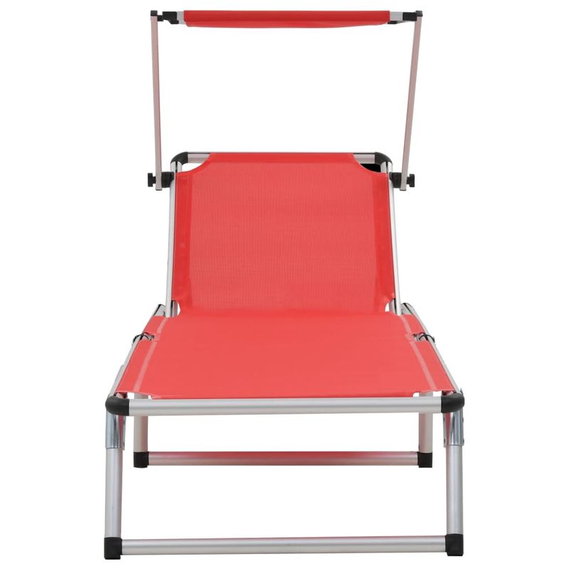 Casa si Gradina - Gradina si terasa - Mobilier exterior - Scaune si sezlonguri gradina - Sezlonguri pliabile cu acoperis 2 buc. rosu, aluminiu&textilena - Infinity.ro
