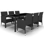 Casa si Gradina - Gradina si terasa - Mobilier exterior - Seturi mobila gradina - Set mobilier gradina, 5 piese, negru, poliratan/sticla tratata - Infinity.ro