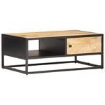 Casa si Gradina - Mobilier - Mese si birouri - Masute de cafea - Masuta de cafea cu usa sculptata 90x55x 36 cm lemn mango brut - Infinity.ro