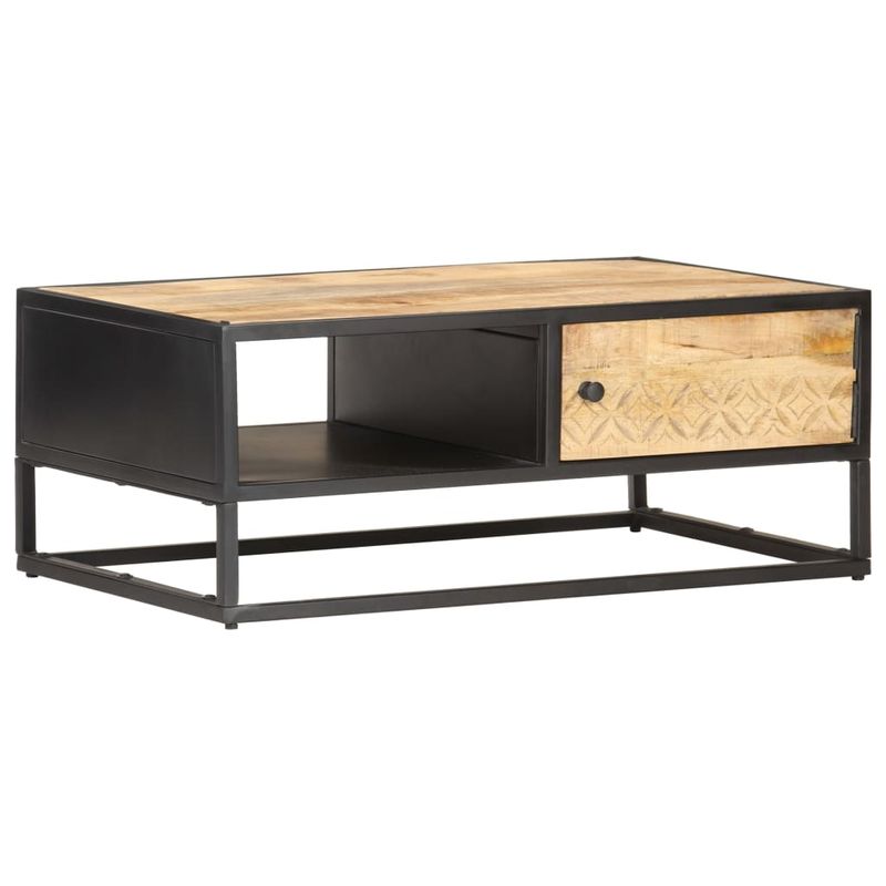 Casa si Gradina - Mobilier - Mese si birouri - Masute de cafea - Masuta de cafea cu usa sculptata 90x55x 36 cm lemn mango brut - Infinity.ro