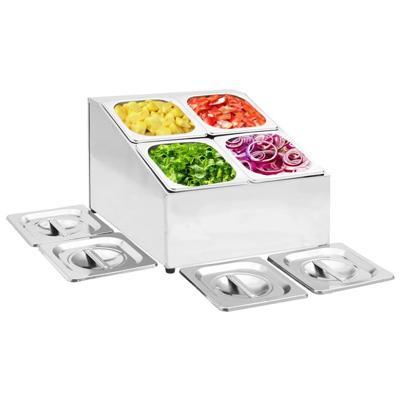 Casa si Gradina - Bucatarie si vesela - Vesela si tacamuri - Vesela pentru servire - Recipient Gastronorm cu 4 sectiuni GN 1/6 otel inoxidabil, mărime 40x34x25 cm - Infinity.ro