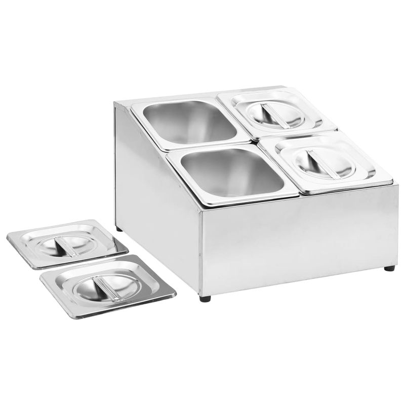 Casa si Gradina - Bucatarie si vesela - Vesela si tacamuri - Vesela pentru servire - Recipient Gastronorm cu 4 sectiuni GN 1/6 otel inoxidabil, mărime 40x34x25 cm - Infinity.ro