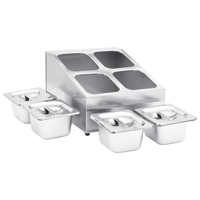 Casa si Gradina - Bucatarie si vesela - Vesela si tacamuri - Vesela pentru servire - Recipient Gastronorm cu 4 sectiuni GN 1/6 otel inoxidabil, mărime 40x34x25 cm - Infinity.ro