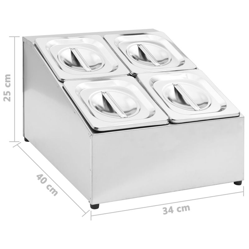 Casa si Gradina - Bucatarie si vesela - Vesela si tacamuri - Vesela pentru servire - Recipient Gastronorm cu 4 sectiuni GN 1/6 otel inoxidabil, mărime 40x34x25 cm - Infinity.ro