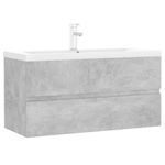 Casa si Gradina - Mobilier - Mobilier baie - Comode baie - Dulap cu chiuveta incorporata, gri beton, lemn prelucrat, model cu robinet și scurgere, mărime 90x38.5x45 cm - Infinity.ro