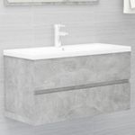 Casa si Gradina - Mobilier - Mobilier baie - Comode baie - Dulap cu chiuveta incorporata, gri beton, lemn prelucrat, model cu robinet și scurgere, mărime 90x38.5x45 cm - Infinity.ro