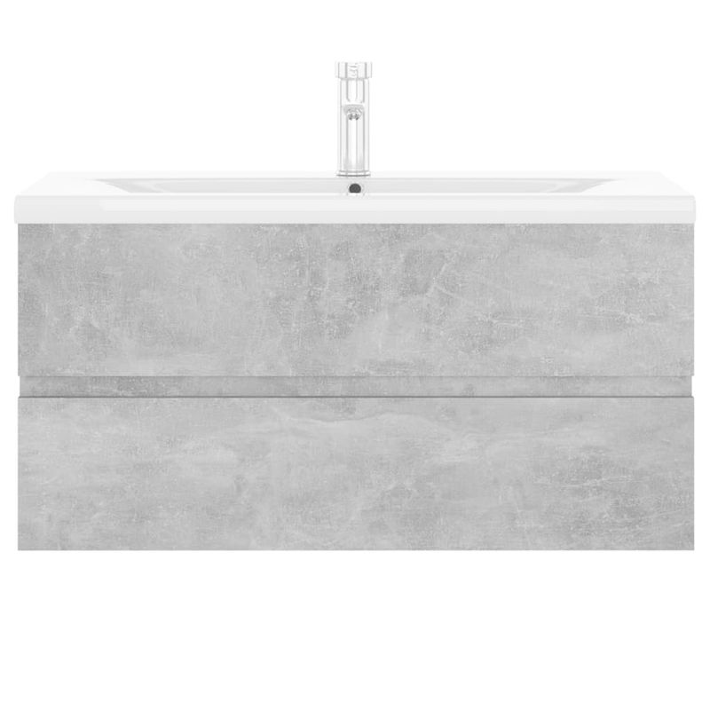 Casa si Gradina - Mobilier - Mobilier baie - Comode baie - Dulap cu chiuveta incorporata, gri beton, lemn prelucrat, model cu robinet și scurgere, mărime 90x38.5x45 cm - Infinity.ro