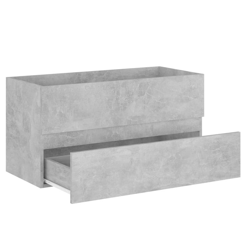 Casa si Gradina - Mobilier - Mobilier baie - Comode baie - Dulap cu chiuveta incorporata, gri beton, lemn prelucrat, model cu robinet și scurgere, mărime 90x38.5x45 cm - Infinity.ro