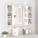 Casa si Gradina - Mobilier - Mobilier baie - Comode baie - Dulap cu oglinda si LED, alb, 76x15x55 cm - Infinity.ro