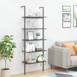 Casa si Gradina - Mobilier - Biblioteci si rafturi - Biblioteci - Raft inclinat, cu 5 niveluri, negru, 64x35x185 cm - Infinity.ro