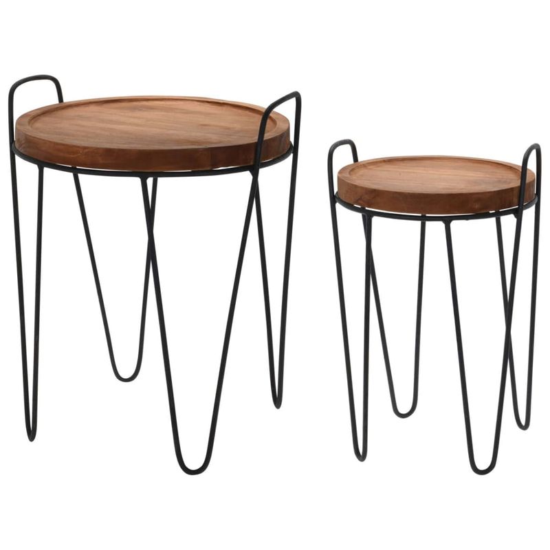 Casa si Gradina - Mobilier - Mese si birouri - Mese living - H S Collection Set de mese laterale, 2 piese, tec, rotunde - Infinity.ro