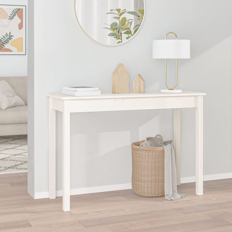 Casa si Gradina - Mobilier - Comode si corpuri - Console - Masa consola, alb, 110x40x75 cm, lemn masiv de pin - Infinity.ro