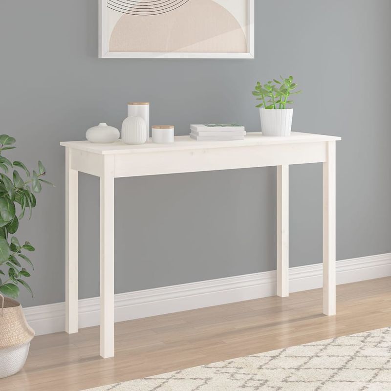 Casa si Gradina - Mobilier - Comode si corpuri - Console - Masa consola, alb, 110x40x75 cm, lemn masiv de pin - Infinity.ro