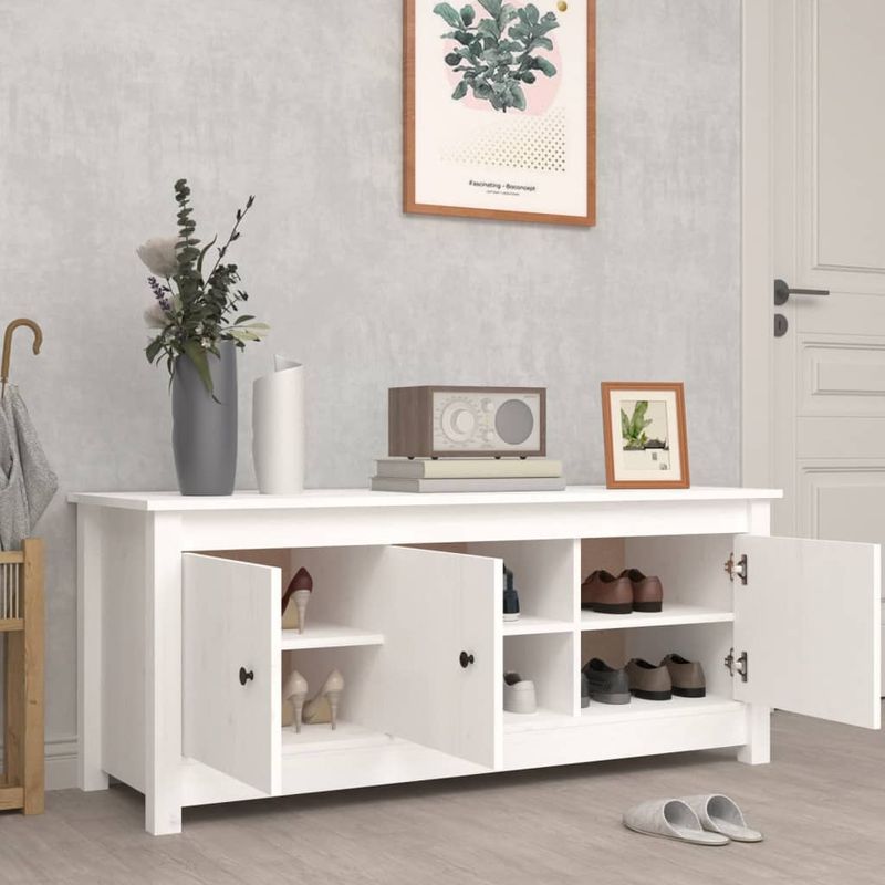 Casa si Gradina - Mobilier - Organizare si depozitare - Organizator incaltaminte - Dulap pentru pantofi, alb, 110x38x45,5 cm, lemn masiv pin - Infinity.ro