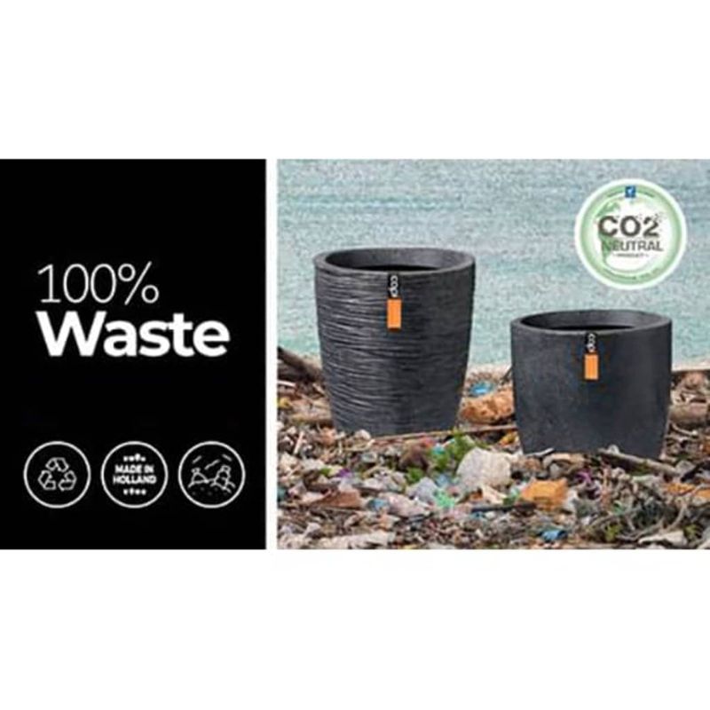 Casa si Gradina - Gradinarit si plante - Plante si ghivece - Ghivece si suporturi - Capi Vas elegant de inaltime redusa Waste Rib, gri, 34x46 cm - Infinity.ro