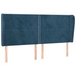 Casa si Gradina - Mobilier - Paturi si accesorii - Accesorii paturi - Tablie pat cu urechi albastru inchis 163x23x118/128 cm catifea - Infinity.ro