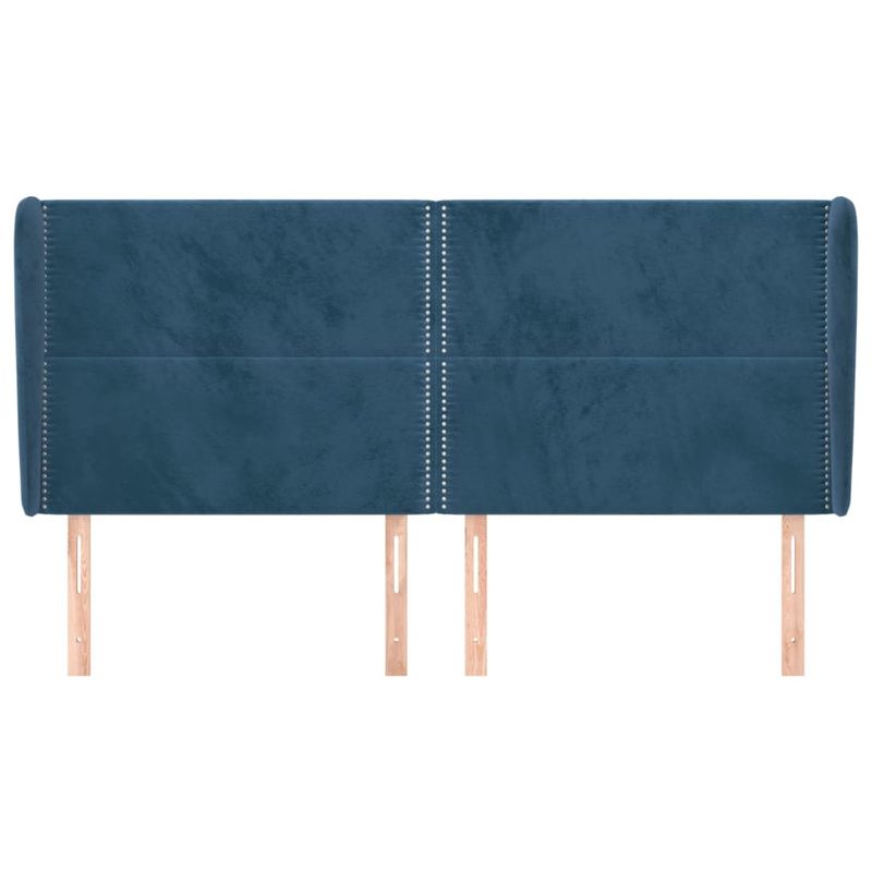 Casa si Gradina - Mobilier - Paturi si accesorii - Accesorii paturi - Tablie pat cu urechi albastru inchis 163x23x118/128 cm catifea - Infinity.ro