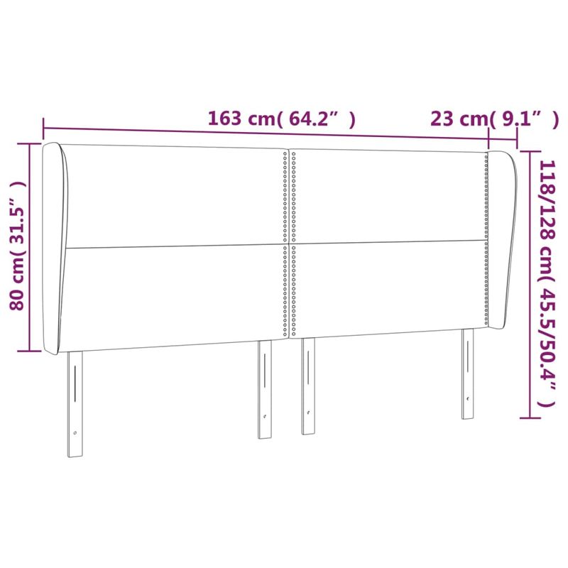 Casa si Gradina - Mobilier - Paturi si accesorii - Accesorii paturi - Tablie pat cu urechi albastru inchis 163x23x118/128 cm catifea - Infinity.ro