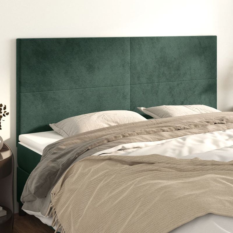 Casa si Gradina - Mobilier - Paturi si accesorii - Accesorii paturi - Tablii de pat, 4 buc, verde inchis, 80x5x78/88 cm, catifea - Infinity.ro
