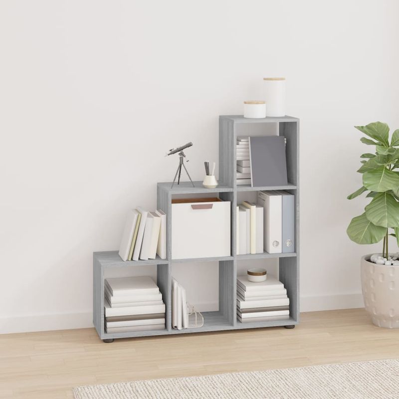 Casa si Gradina - Mobilier - Biblioteci si rafturi - Biblioteci - Biblioteca in trepte, gri sonoma, 107 cm, lemn compozit - Infinity.ro