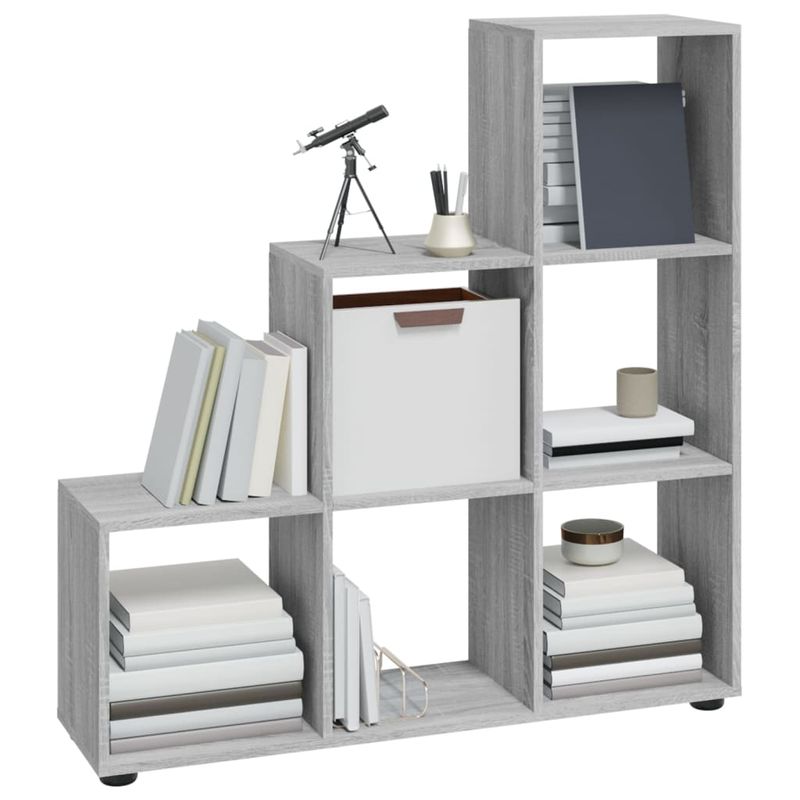 Casa si Gradina - Mobilier - Biblioteci si rafturi - Biblioteci - Biblioteca in trepte, gri sonoma, 107 cm, lemn compozit - Infinity.ro
