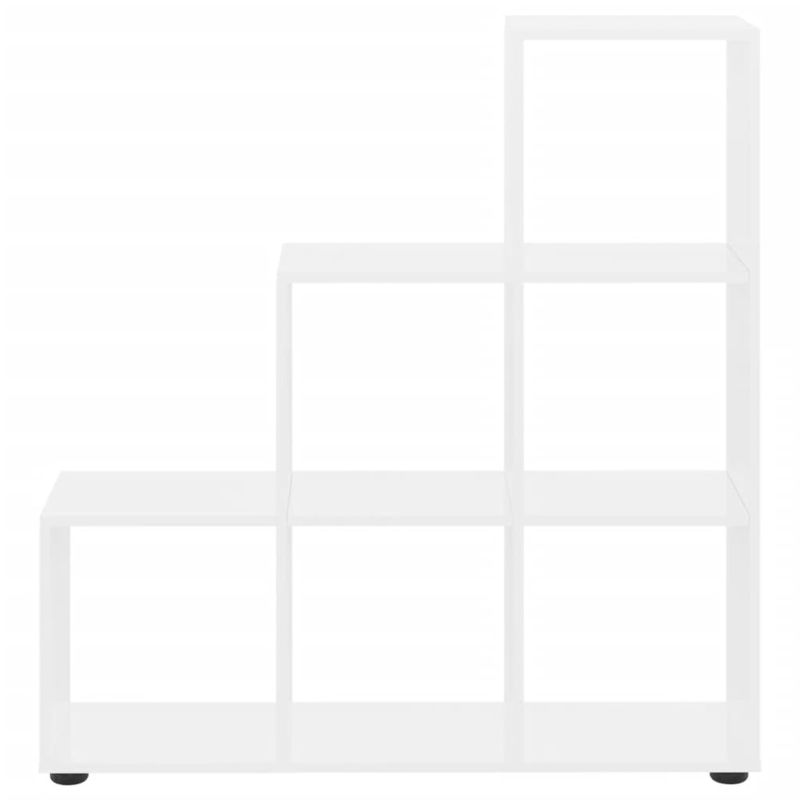 Casa si Gradina - Mobilier - Biblioteci si rafturi - Biblioteci - Biblioteca in trepte, alb extralucios, 107 cm, lemn compozit - Infinity.ro