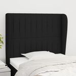 Casa si Gradina - Mobilier - Paturi si accesorii - Accesorii paturi - Tablie de pat cu aripioare, negru, 83x23x118/128 cm, textil - Infinity.ro
