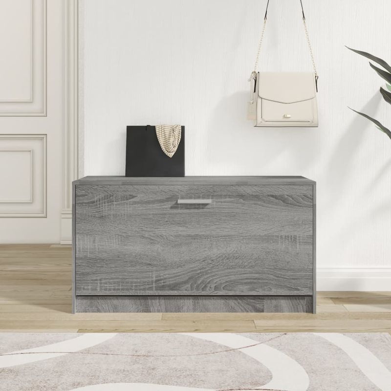 Casa si Gradina - Mobilier - Organizare si depozitare - Organizator incaltaminte - Banca pentru pantofi, gri sonoma, 80x24x45 cm, lemn prelucrat - Infinity.ro