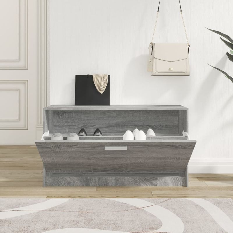 Casa si Gradina - Mobilier - Organizare si depozitare - Organizator incaltaminte - Banca pentru pantofi, gri sonoma, 80x24x45 cm, lemn prelucrat - Infinity.ro