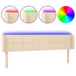 Casa si Gradina - Mobilier - Paturi si accesorii - Accesorii paturi - Tablie de pat cu LED, crem, 163x16x78/88 cm, textil - Infinity.ro
