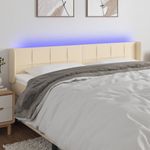 Casa si Gradina - Mobilier - Paturi si accesorii - Accesorii paturi - Tablie de pat cu LED, crem, 163x16x78/88 cm, textil - Infinity.ro