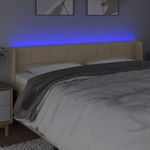 Casa si Gradina - Mobilier - Paturi si accesorii - Accesorii paturi - Tablie de pat cu LED, crem, 163x16x78/88 cm, textil - Infinity.ro