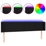 Casa si Gradina - Mobilier - Paturi si accesorii - Accesorii paturi - Tablie de pat cu LED, negru, 183x16x78/88 cm, textil - Infinity.ro