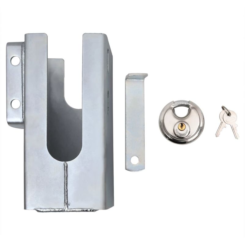 Casa si Gradina/Constructii/Usi interior, exterior si garaj/Accesorii usi - Dispozitiv blocare carlig remorca argintiu 11x11x23,5 cm otel - Infinity.ro