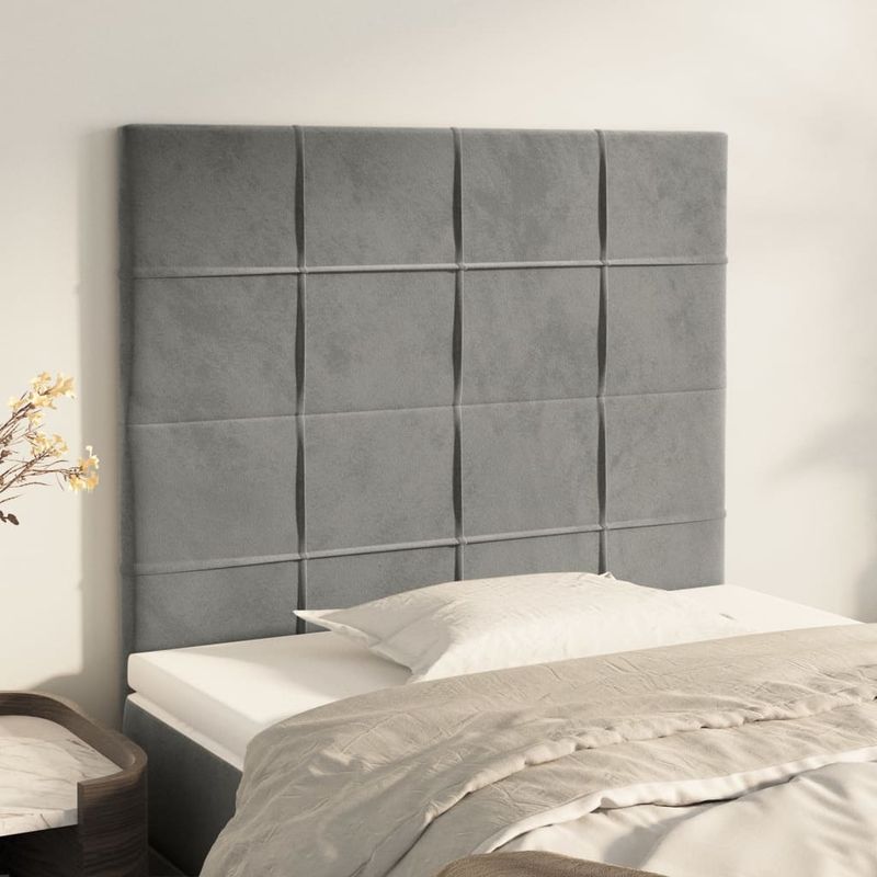 Casa si Gradina - Mobilier - Paturi si accesorii - Accesorii paturi - Tablii de pat, 2 buc, gri deschis, 80x5x78/88 cm, catifea - Infinity.ro