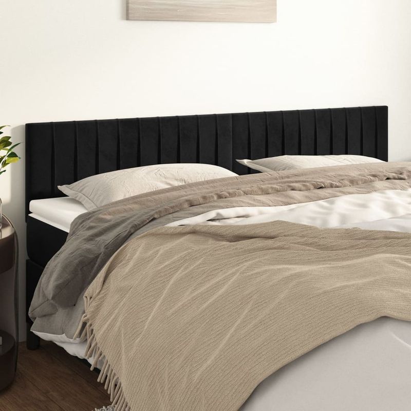 Casa si Gradina - Mobilier - Paturi si accesorii - Accesorii paturi - Tablii de pat, 2 buc, negru, 90x5x78/88 cm, catifea - Infinity.ro
