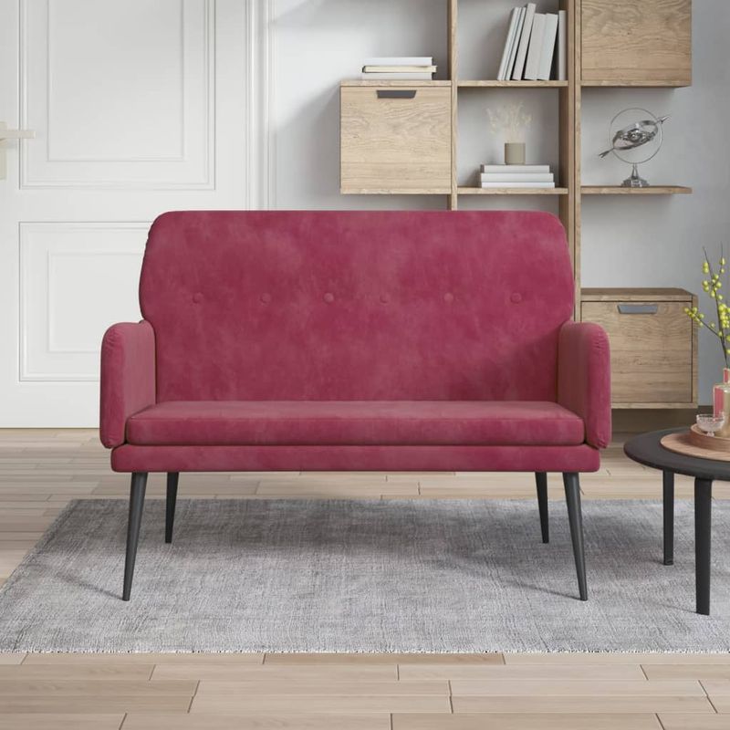 Casa si Gradina - Mobilier - Canapele si coltare - Banchete - Banca, rosu vin, 108x79x79 cm, catifea - Infinity.ro