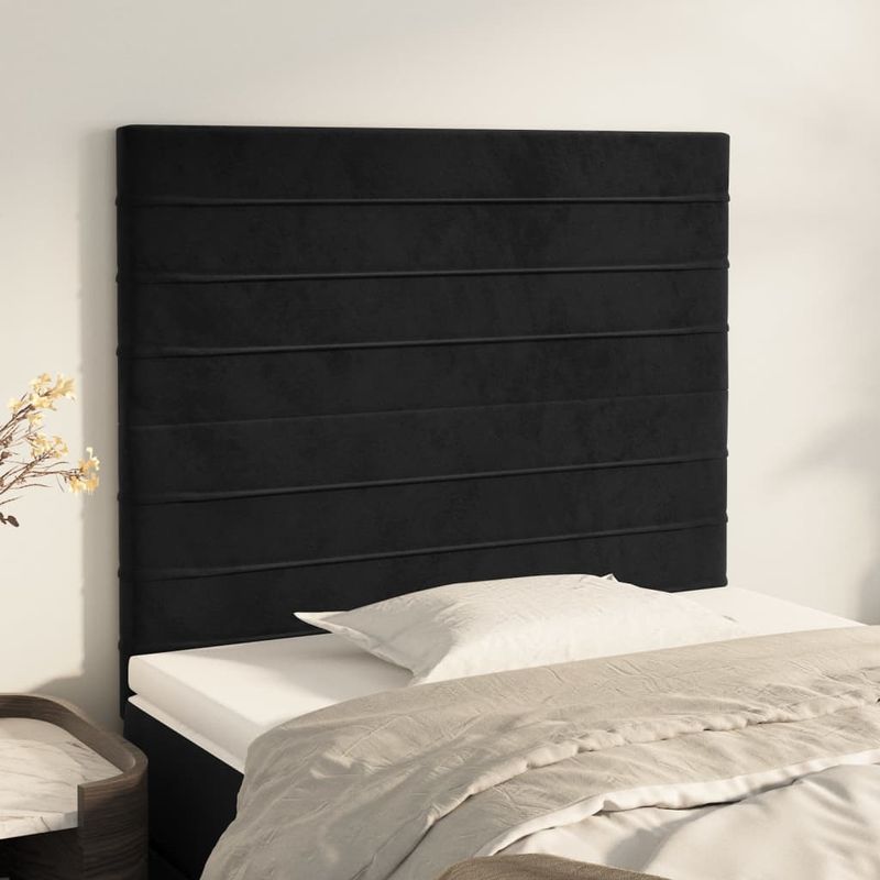 Casa si Gradina - Mobilier - Paturi si accesorii - Accesorii paturi - Tablii de pat, 2 buc, negru, 100x5x78/88 cm, catifea - Infinity.ro